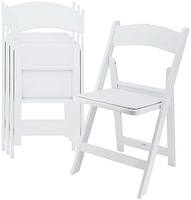 Chaises Pliantes de Location Modernes de Haute Qualité en Résine Plastique Blanches, Chaises d'Extérieur pour Jardin, Fêtes, Parc, Mariage, Repas et Cour Intérieure