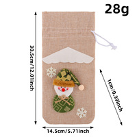 Housse de bouteille de vin en toile de jute 3D Père Noël avec cordon de serrage, cadeau de Noël pour hôtel, faveurs de fête de Noël, décoration de vacances, vente en gros