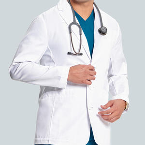 Bata de laboratorio de seda clásica moderna con solapas con muescas Tela tejida Doctor Scrub Sets Consulta OEM para hospitales Impreso personalizado - Product Image 4