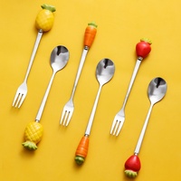 Ensemble de fourchettes et cuillères en acier inoxydable avec manche en céramique, petit ensemble de couverts pour fruits, desserts, café, thé, apéritifs, vaisselle de cuisine