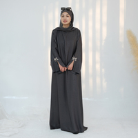 Robes pour femmes, vêtements islamiques d'été, abaya fermée avec poignets fendus et nœud en métal, nouvelle abaya, robe musulmane pour femmes