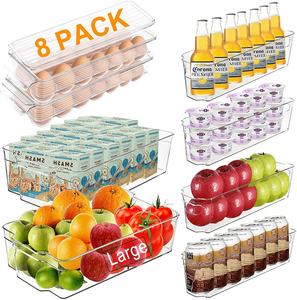 HENSIM Stackable Plastic Freezer Container Fridge Organizer Storage Boxes Bins