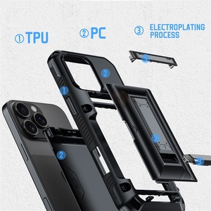 Para iPhone 16 Funda a prueba de golpes Slide ID Slot Card Holder Stand, <span class=keywords><strong>Amor</strong></span> Impact Rugged Wallet Phone Cover para iPhone 14 15 16 Pro Max - Product Image 4