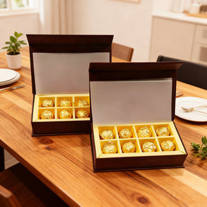 Custom logo Luxury 8pcs <strong>High</strong>-<strong>End</strong> Eco Friendly Recycled Materials Cardboard Rigid Candy <strong>Chocolate</strong> Gift Box Embossing Gold Foil - Product Image 1