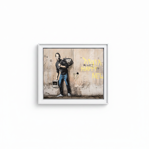 Steve Jobs Banksy Art: Printed <b>Canvas</b> Artwork with Modern Street Art Vibe,WHITE <b>FRAMED</b> <b>CANVAS</b> - Product Image 2