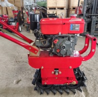 Motoculteur micro-mini diesel 9HP/180E refroidi par eau, à chenilles, avec charrue à sillons