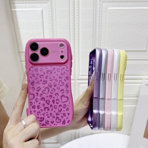 <span class=keywords><strong>Funda</strong></span> de Teléfono de Lujo con Purpurina y Estampado de Leopardo para <span class=keywords><strong>iPhone</strong></span> 17 Pro Max 16 <span class=keywords><strong>13</strong></span>, Estilo Y2K, Rosa Brillante, Borde Ondulado 3D, Película Protectora de Lente Integrada - Product Image 6