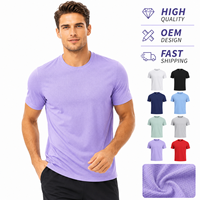 T-shirt sportiva da uomo personalizzata OEM, morbida, elasticizzata, traspirante, anti-pilling, per allenamento e sport.