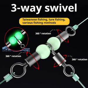 Connecteur de pêche en mer en acier inoxydable de haute qualité, émerillon à trois voies pour eau salée, émerillon croisé rotatif avec perles, 430 lb - Product Image 5