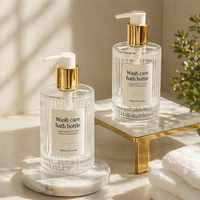 Ensemble de flacons de toilette en PET de 300 ml de qualité supérieure, flacon pompe de luxe avec logo personnalisé pour hôtel, shampoing, après-shampoing, gel douche, flacon en plastique
