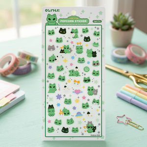 [Woeknya] Pegatinas 3D de Palomitas de Maíz, Material de PVC Impermeable Coreano, Hoja de Pegatinas Kawaii de Gato Alienígena para Diario, Agenda, Portátil, Teléfono - Product Image 2