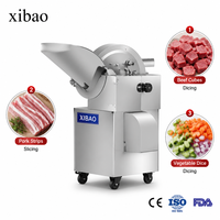 Machine à découper la viande automatique commerciale en acier inoxydable pour la découpe en cubes, en tranches, en bandes et l'équipement de transformation des légumes