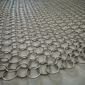 Stainless Decorative Mesh 316 Stainless Steel Ring Mesh Curtain Hotel Decorative Chain Mail Mesh For Decorate