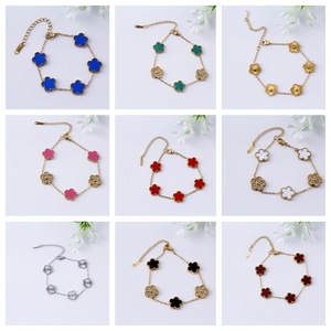 Bracciale con Cinque Quadrifogli in Madreperla per Donna, Stile <span class=keywords><strong>Pandora</strong></span>, Gioiello di Lusso alla Moda - Product Image 3