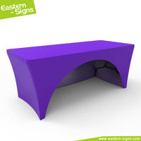 Nappe de table personnalisée extensible en tissu polyester imperméable à prix abordables avec logo pour les événements de salons publicitaires professionnels
