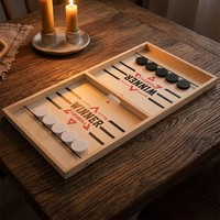 Jeu de Puck Rapide en Bois pour Noël – Plateau de Jeu de Table à Paces Rapides pour Fêtes en Famille et Amusements
