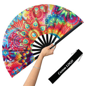 Expédition rapide, en stock, nouveaux motifs, impression personnalisée, éventails pliants de 13 pouces, grands, pliables, à claquement, pour la danse en ligne - Product Image 1