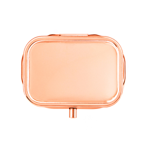 Boîte à pilules en métal or rose avec logo personnalisé, pavée de cristaux étincelants, super mini, étui à bijoux de poche pour usage quotidien, vente en gros - Product Image 2