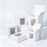 Boîte en papier pliable blanche personnalisée avec fenêtre transparente pour emballage cadeau de détail, vente en gros