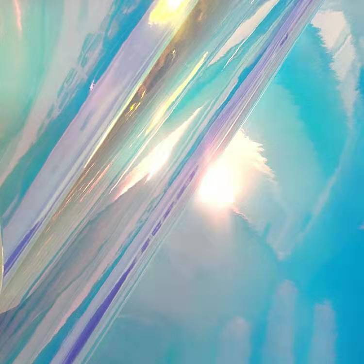 Laser Mirrored Surface Pu Synthetic Leather Shiny Hologram Leather Fabric for Fashion Shoe Garment