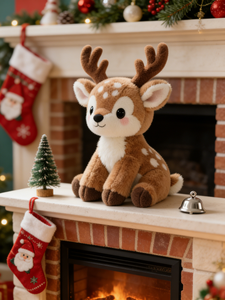Peluche Cerf de Noël Mignon, Faon en Coton Rembourré, Idéal pour la Décoration des Fêtes, Chambre d'Enfant ou Cadeau Sous le Sapin - Product Image 4