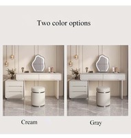 Meuble de chambre à coucher, coiffeuse, table de maquillage rétractable d'angle avec armoire de rangement et miroir LED