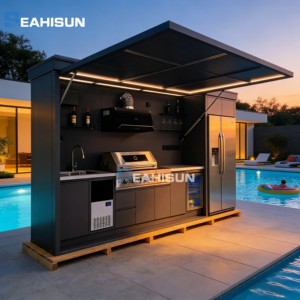 <span class=keywords><strong>Cuisine</strong></span> extérieure modulaire luxueuse en acier inoxydable 304 préfabriquée, résistante aux intempéries, avec barbecue intégré - Product Image 2