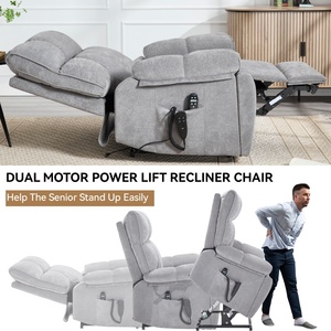 Fauteuil gris à double moteur, positionnement infini, massage chauffant, <span class=keywords><strong>8</strong></span> points de vibration, capacité de 350 lb, poches latérales, fauteuil inclinable électrique surdimensionné - Product Image 4
