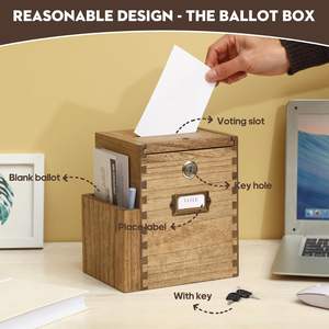 Caja de sugerencias de madera hecha a mano personalizada FSC BSCI, caja de colección de comentarios montada en la pared con cerradura - Product Image 3