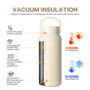 Botella de Agua de Acero Inoxidable con Aislamiento al Vacío de Doble Pared, Estilo Japonés, 350/500 ml, Libre de BPA, con Tapa de Silicona y Base Antideslizante - Product Image 5