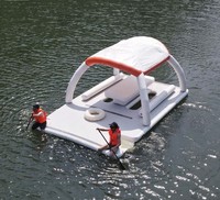 Île flottante gonflable Drop Stitch avec auvent solaire, grande plateforme flottante pour fête aquatique, idéale pour yacht, club, complexe hôtelier, lac, loisirs