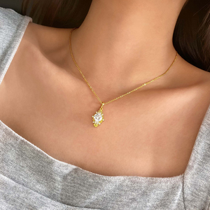 FOXI JEWELRY Women's Gold Plated Cubic Zirconia Pendant Necklace Classic Snake <b>Chain</b> Everyday Wear Jewelry - Product Image 4