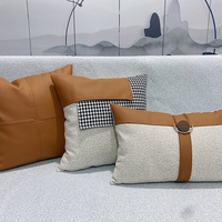 Housse de coussin moderne de luxe nordique pour la décoration de la maison, housse de coussin orange chocolat, housse de coussin en similicuir, coussin décoratif