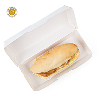 Boîte à panini en papier blanc jetable OOLIMAPACK pour panini, hamburger, sandwich, grand sandwich, emballage alimentaire pour collations