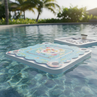 Table de Mahjong flottante pour piscine, table de jeu flottante double face avec porte-gobelets, pour Mahjong, poker, jeux de cartes