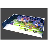Aire de jeux intérieure pour enfants personnalisée, thème spatial coloré, 90 m², avec piscine à balles, toboggan, tube, escalade en spirale et balançoire