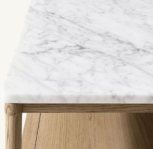 Mesa de Centro de Madera Maciza Estilo Americano con Cubierta de Mármol, Mesa de Centro Pequeña para Oficina - Product Image 6