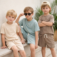 Set Pakaian Musim Panas Anak Unisex, Baju Anak Laki-laki Perempuan, Set Katun Pendek, Grosir, Set Musim Panas 2 Potong, Logo Custom