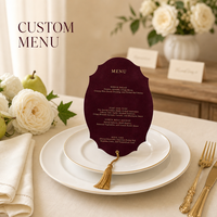 Carte de menu de mariage découpée sur mesure, forme festonnée, fabricant OEM ODM pour menus de restaurant