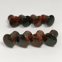 QXB Plug en obsidienne acajou naturelle à simple ébavure, best-seller, plugs en pierre, bijoux de corps, piercing, vente en gros, unisexe, certifié GIC
