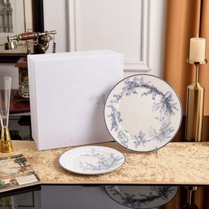 Patrón de planta simple europeo promocional 10 pulgadas 8 pulgadas 2 piezas Juego de platos de cena de porcelana - Product Image 1