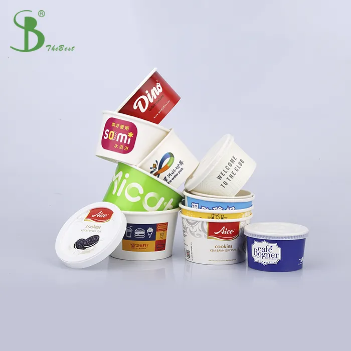 Food Grade 4 oz 5 oz 8 oz 16 oz 32 oz Ice Cream Cup/Yogurt Cup With Logo Printed,Disposable paper Ice Cream Cup With Lid