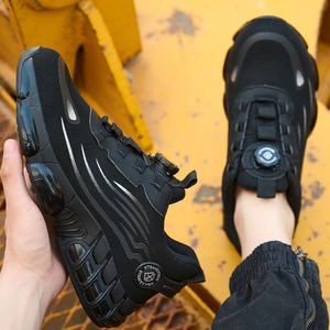 男士低帮夏季飞织工业工厂安全鞋钢头无鞋带旋转扣透气网布 - Product Image 1