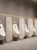 Cloison d'urinoir en acier inoxydable pour toilettes publiques scolaires pour hommes, design en verre à bande longue, séparateur de cabine personnalisable