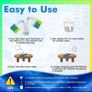 Kit di <span class=keywords><strong>Resina</strong></span> Epossidica Liquida Cristallina Lucida e Senza Bolle A e B per Piani di Tavoli, Tavoli River e Arte su <span class=keywords><strong>Legno</strong></span> - Product Image 3