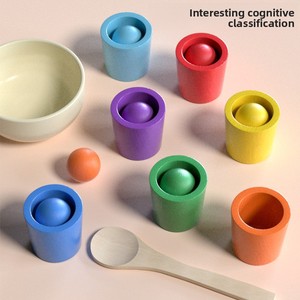 Juguete Educativo de Madera Montessori Transfronterizo: Vasos de Clasificación de Siete Colores para Entrenamiento de Concentración Infantil - Product Image 4