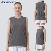 Kuenzi - Camiseta sin mangas para mujer, 100% algodón, 230GSM, de alto gramaje, lisa, con logotipo personalizado, estilo vintage lavado y desgastado, para streetwear, venta al por mayor