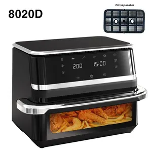 <span class=keywords><strong>Friteuse</strong></span> à air numérique intelligente 10L à <span class=keywords><strong>double</strong></span> panier, sans huile, en acier inoxydable, avec contrôle numérique, four électrique domestique multifonctionnel et visualisation - Product Image 4