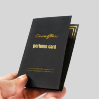 Carte d'échantillon de parfum noire avec logo personnalisé, carte en papier pour l'affichage des huiles essentielles