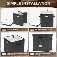 Boîte de rangement pliable grande capacité la plus vendue, design moderne, organisateur multifonctionnel anti-poussière pour disques vinyles - Carré